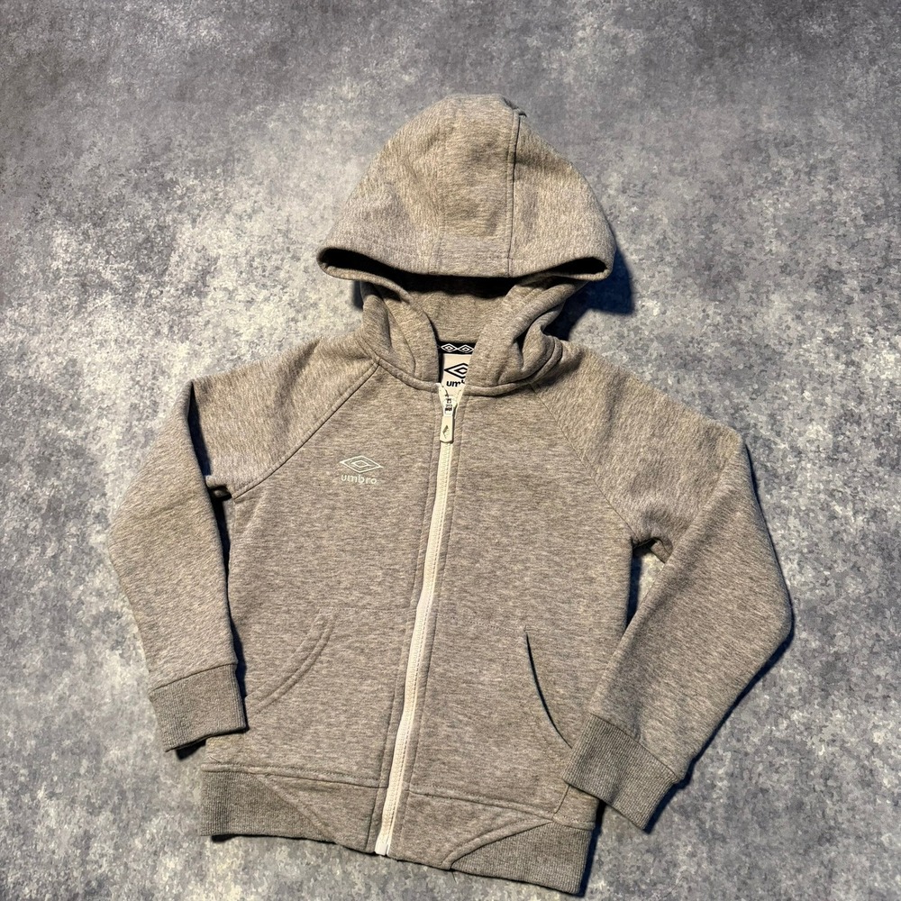 Kids Umbro Gray Zip Up Hoodie Sweatshirt Size XS 4 5